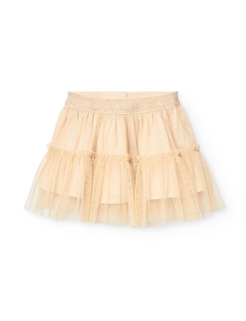 Saia Tule Dourada Menina 